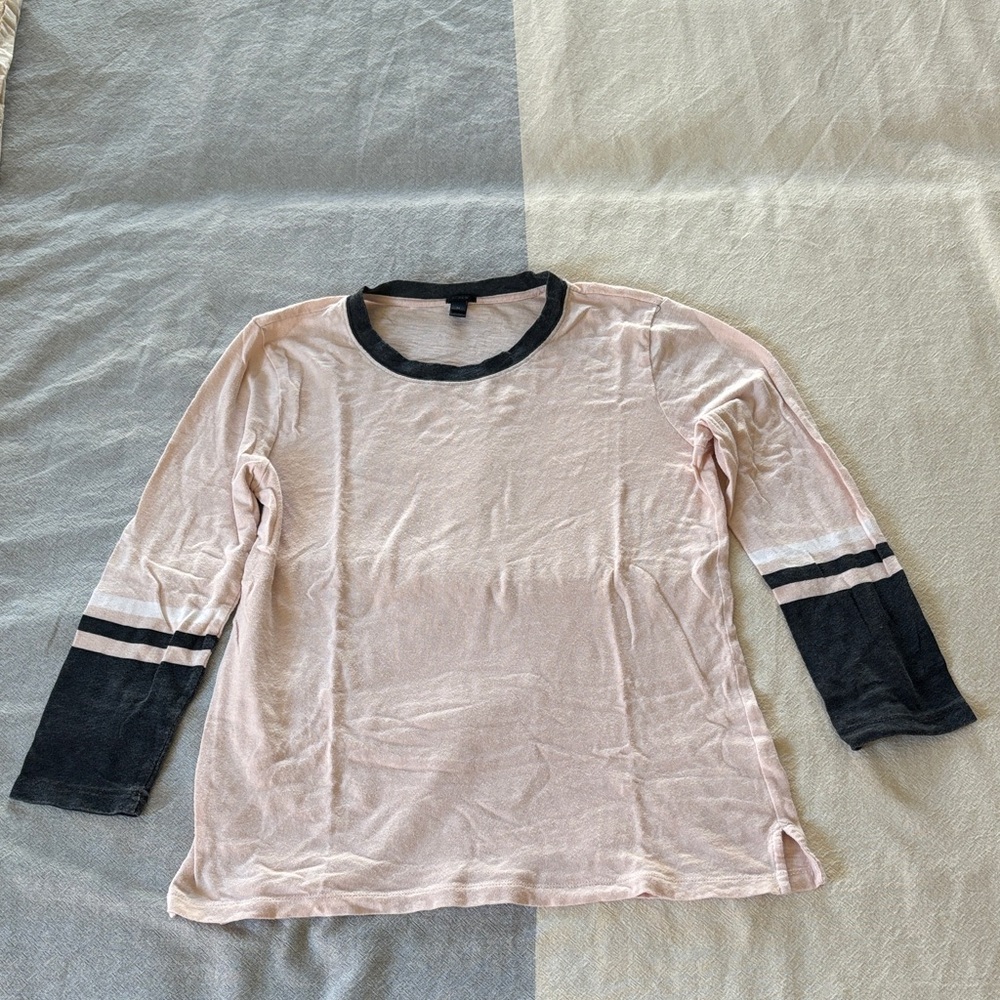 J.Crew Pink and Black Long Sleeve Top